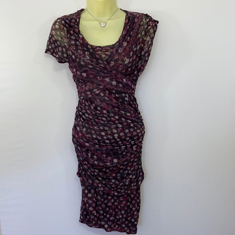 Isabel Marant Etoile Dress Abstract Ruched Sexy Lilac Print Host Pick! N…